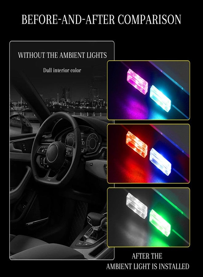 4 مصابيح LED داخلية للسيارة تعمل بمنفذ USB، مصباح ليلي صغير محمول للسيارة، طقم إضاءة محيطية بواجهة USB، ملحقات داخلية عالمية للسيارة (6 ألوان) - Image 5