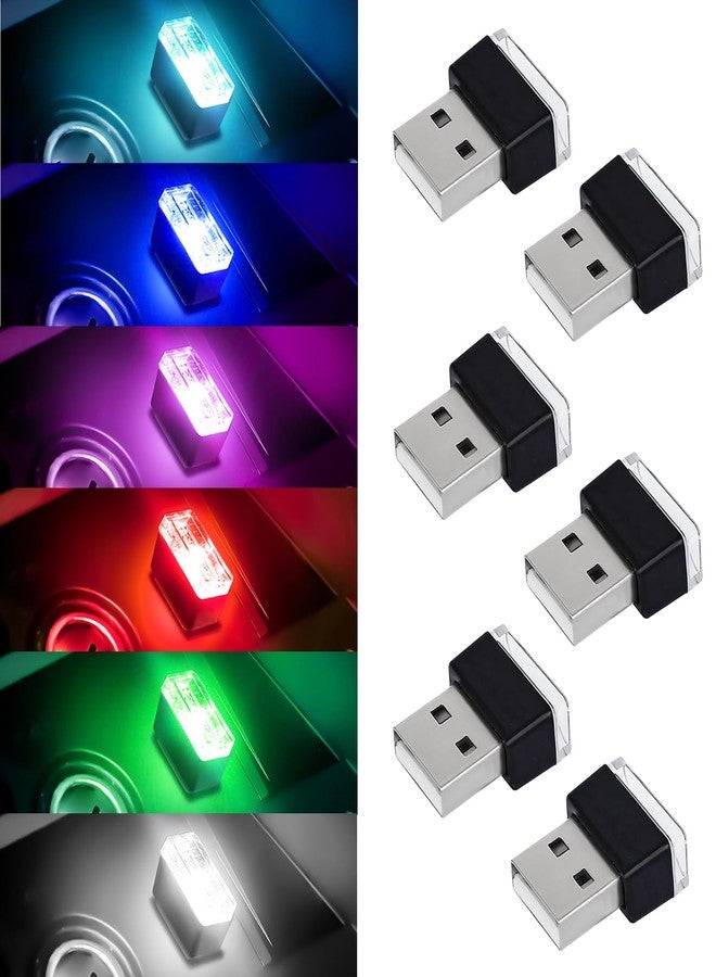 4 مصابيح LED داخلية للسيارة تعمل بمنفذ USB، مصباح ليلي صغير محمول للسيارة، طقم إضاءة محيطية بواجهة USB، ملحقات داخلية عالمية للسيارة (6 ألوان) - Image 1