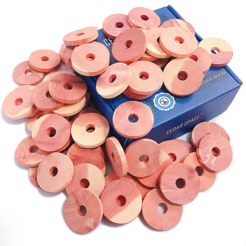 Cedar Space Cedar Space Cedar Blocks for Clothes Storage 100 Natural Aromatic Red Cedar Rings 72Pcs Protection for Wardrobes Closets and Drawers 