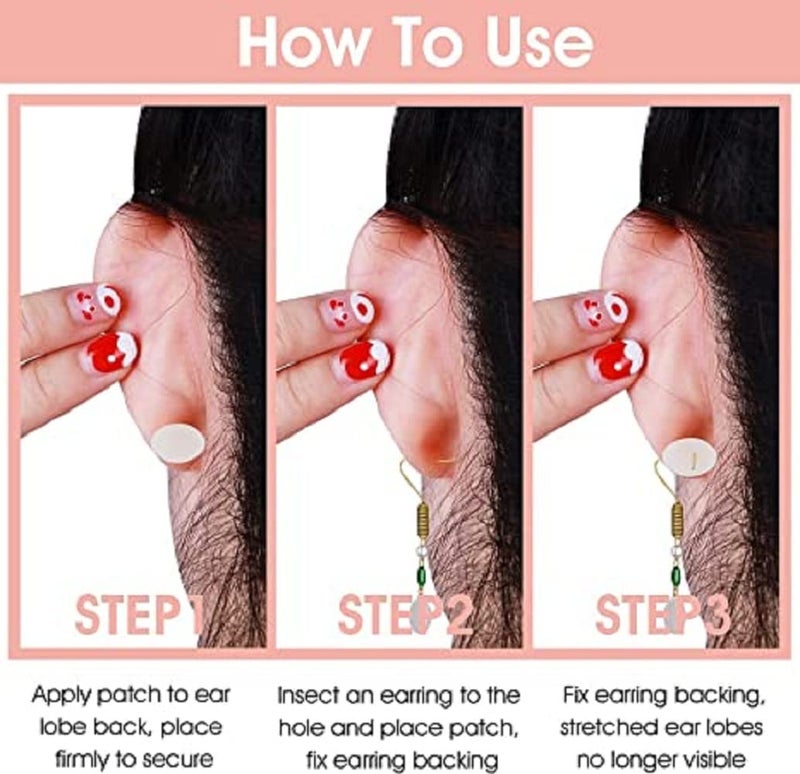 VIHLANATH Invisible Ear Lobe Support for Heavy Earrings 30 Pack, Invisible Transparent Stretchable Adjustable for Heavy Earrings, Support Patches for Girls Ear Lobe Tape - Image 2