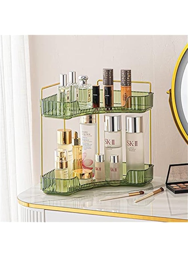 MIXDE 2-Tier Corner Bathroom Counter Organizer Rotating Cosmetics Storage Organizer for Vanity  - Image 1