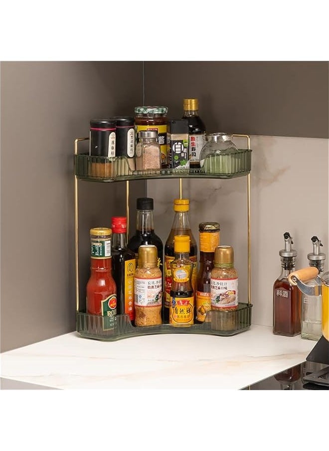 MIXDE 2-Tier Corner Bathroom Counter Organizer Rotating Cosmetics Storage Organizer for Vanity  - Image 2