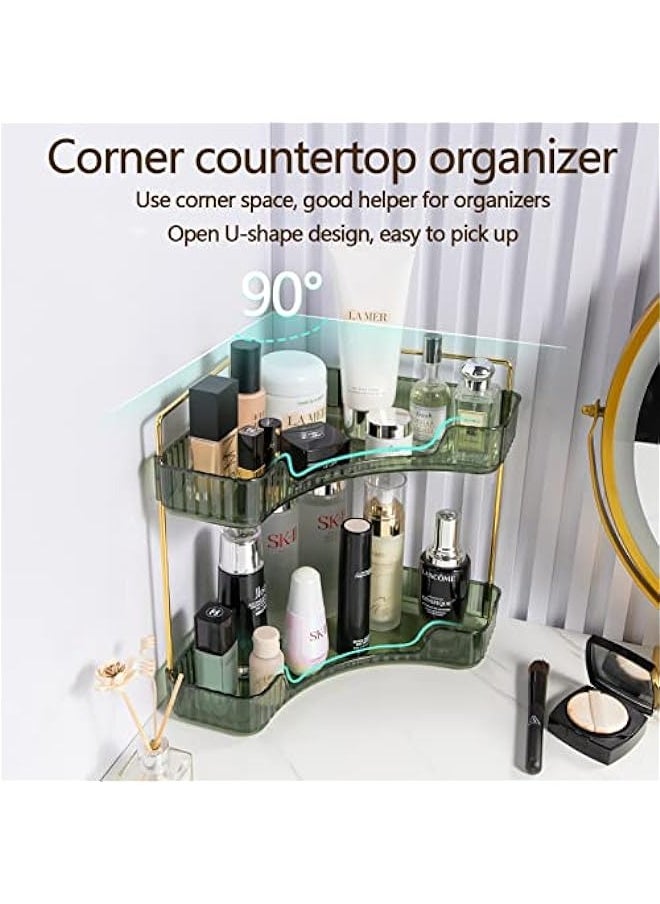 MIXDE 2-Tier Corner Bathroom Counter Organizer Rotating Cosmetics Storage Organizer for Vanity  - Image 4