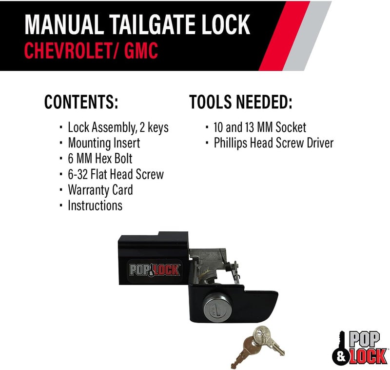 Pop & Lock PL1300 Black Manual Tailgate Lock for Chevy/GMC (New Body) - Image 5