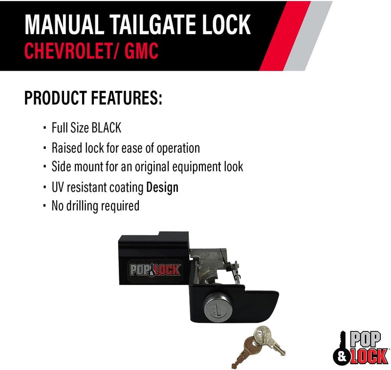 Pop & Lock PL1300 Black Manual Tailgate Lock for Chevy/GMC (New Body) - Image 3