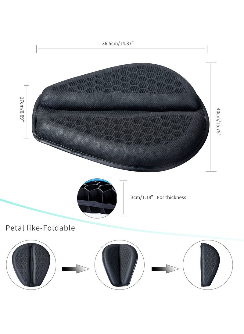 Excefore - Motorcycle Seat Cushion 3D Honeycomb Motorcycle Gel Seat Cushion Petal Shape Design - Not Stuffy, Protecting Sensitive Areas, Stay Cool and Comfortable for Long Ride - Image 1