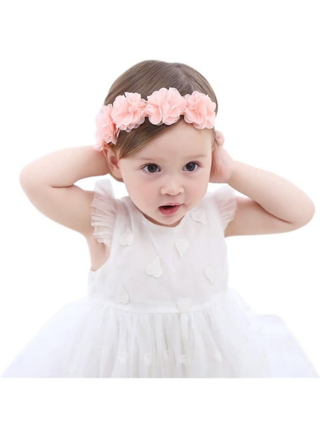 Fmeida Fmeida Flower Crown Baby Headbands Newborn Floral Birthday Headbands for 4-24 Months, Pink Flower, 1 Count  - Image 1