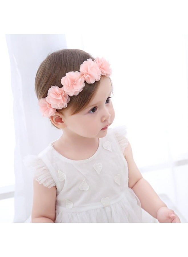 Fmeida Fmeida Flower Crown Baby Headbands Newborn Floral Birthday Headbands for 4-24 Months, Pink Flower, 1 Count  - Image 5