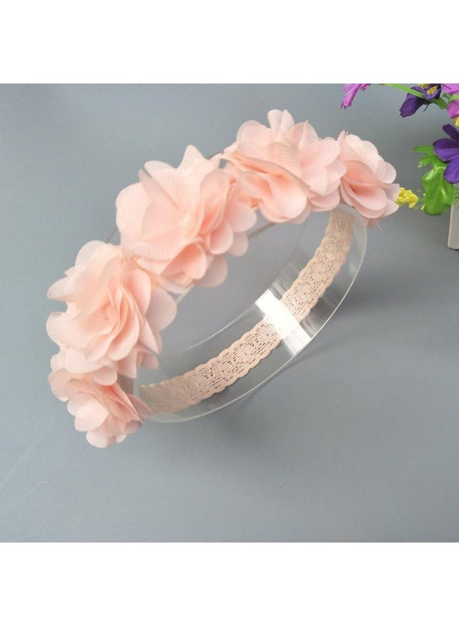 Fmeida Fmeida Flower Crown Baby Headbands Newborn Floral Birthday Headbands for 4-24 Months, Pink Flower, 1 Count  - Image 3