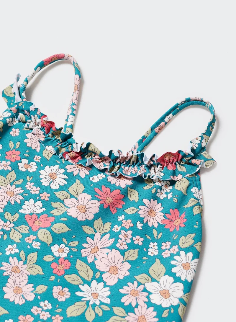 MANGO Kids Floral Print Swimsuit