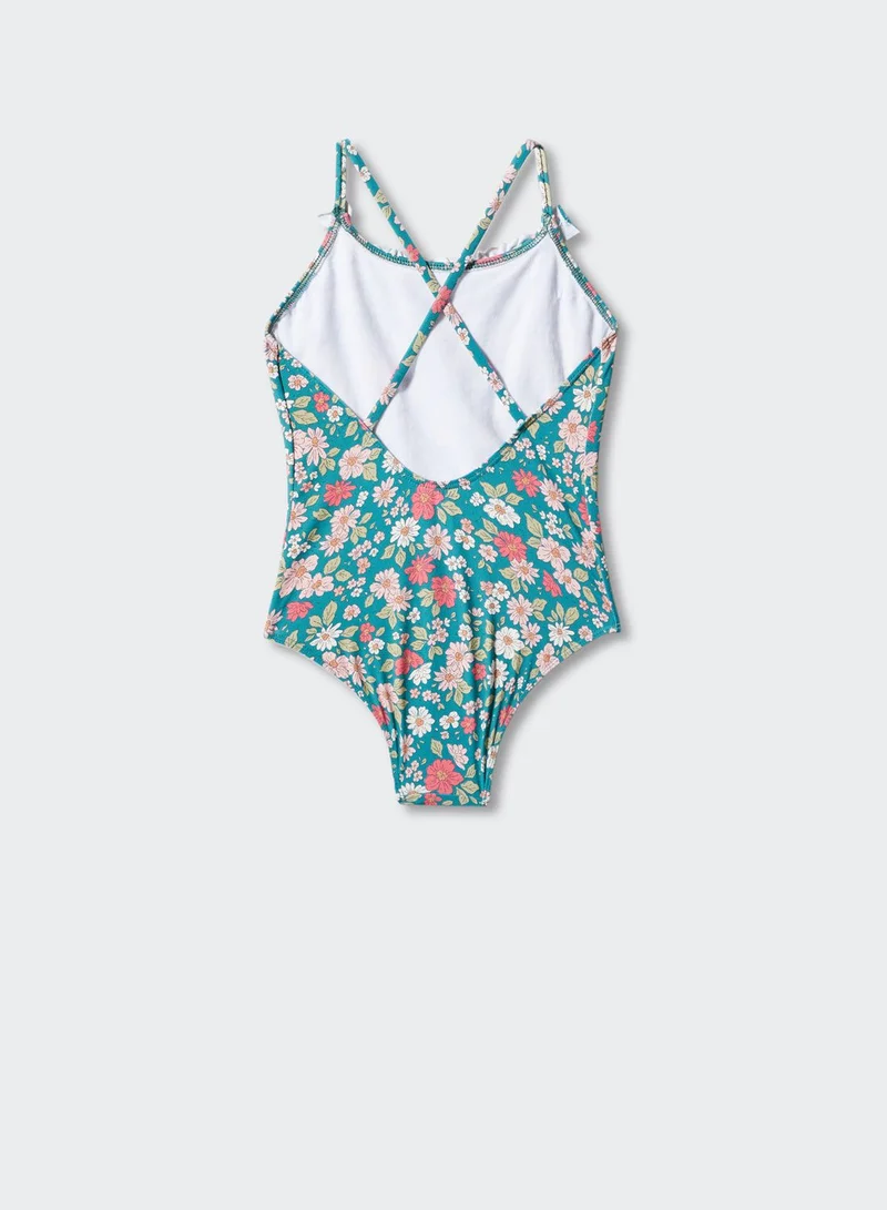 MANGO Kids Floral Print Swimsuit