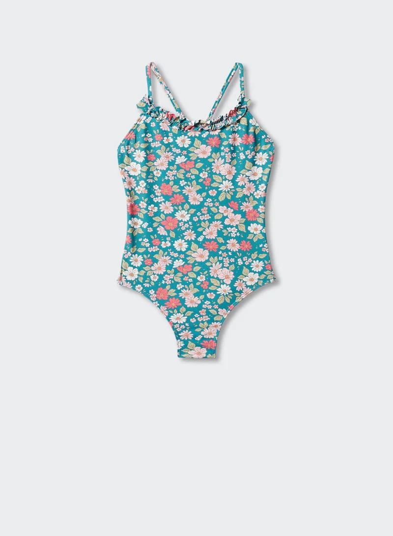 MANGO Kids Floral Print Swimsuit