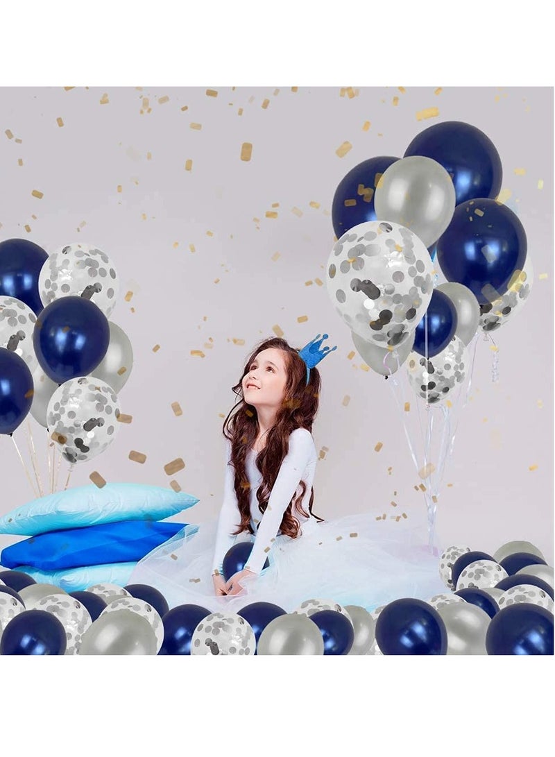 Birthday Party Decoration, Happy Birthday Banner, Silver Fringe Curtain, Pentagram Shaped Balloon, Blue Birthday Decoration for Men Women Girls Boys Kids, Men Women Birthday Decor Set for Him Her - Image 4