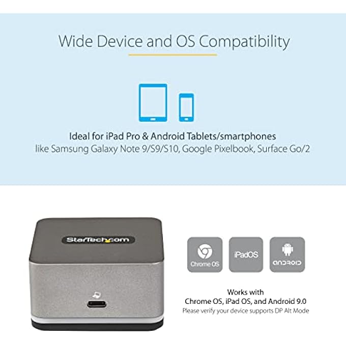 Startech.com .COM USB C MINI DOCK FOR IPAD PRO, ANDROID TABLETS & SMARTPHONES - USB-C TABLET/PHONE DOCKING STATION W/ 4K 30HZ HDMI, 27W POWER DELIVERY CHARGING, 3-PORT USB HUB, GIGABIT ETHERNET (DK30CHPH) - Image 3