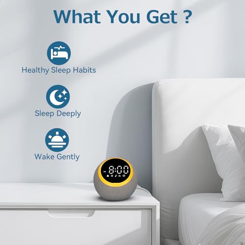 Rohent Sound Machine Alarm Clock for Sleep: Digital Alarm Clocks for Bedrooms, 25 Soothing Sounds, 7 Gentle Wake-up Sounds, 16 Adjustable Volume & Timer, Memory Function - Image 4