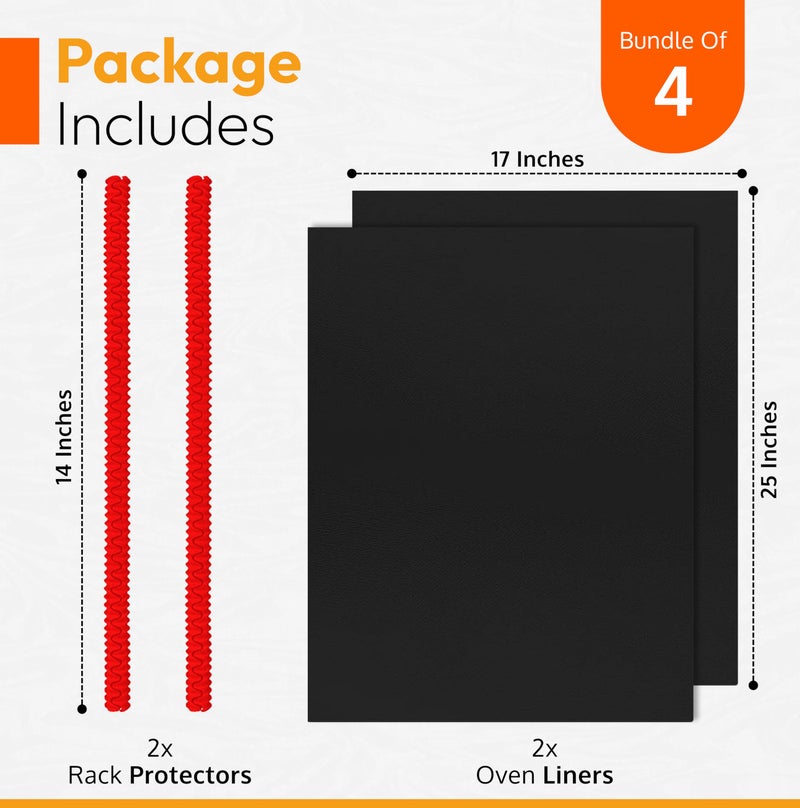ThreadNanny Oven Liners for Bottom of Oven (2-pack) Bundled with Rack Shield Guard (2-pack) - Large Mats for the Bottom (17"x 25") and 14" Silicone Rack Protector - Reusable & Heat Resistant Kitchen Accessories - Image 3