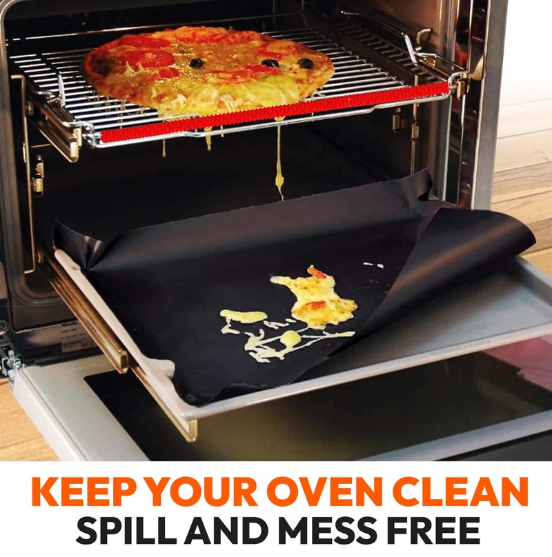 ThreadNanny Oven Liners for Bottom of Oven (2-pack) Bundled with Rack Shield Guard (2-pack) - Large Mats for the Bottom (17"x 25") and 14" Silicone Rack Protector - Reusable & Heat Resistant Kitchen Accessories - Image 2