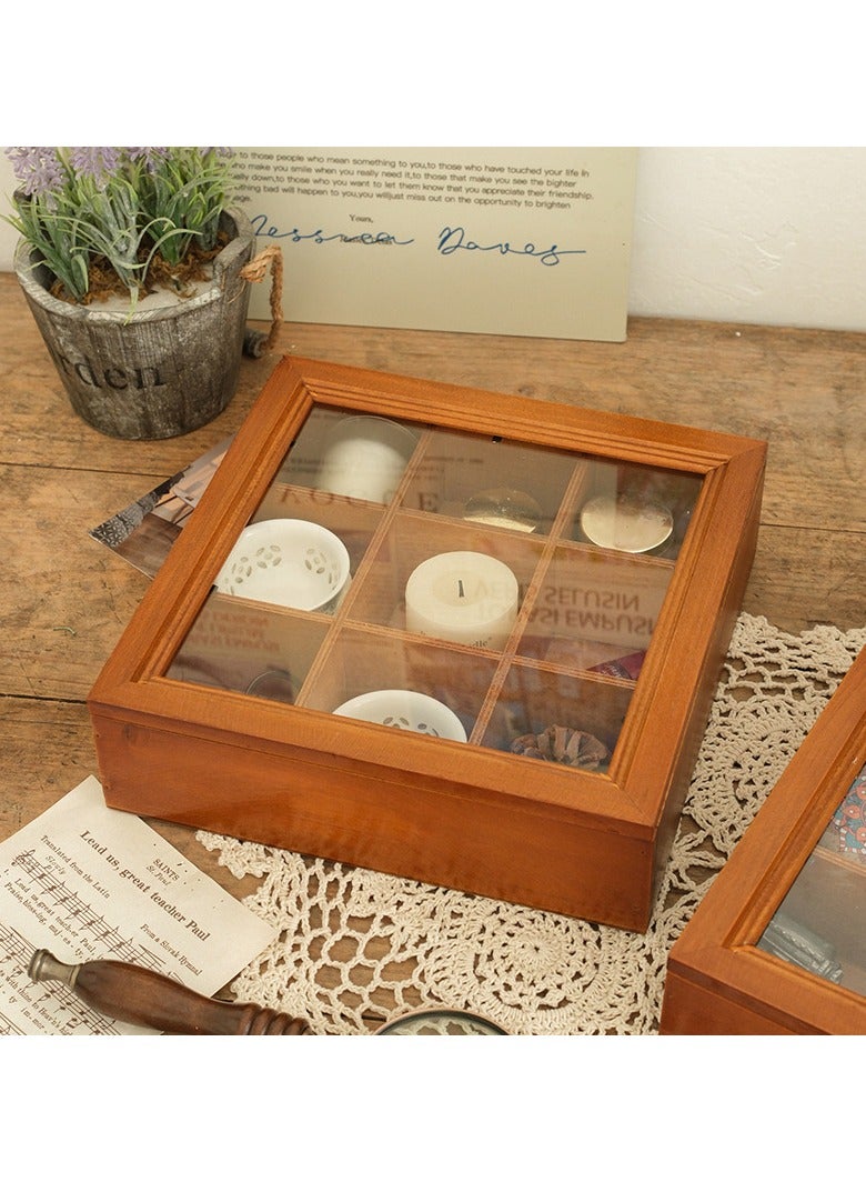 DOUGEI Tea Box Tea Bag Organizer, 9 Compartments Wooden Tea Storage Container with Transparent Cover, Multi-Functional Holder for Tea Bags, Coffee Beans, Sweeteners - Image 3