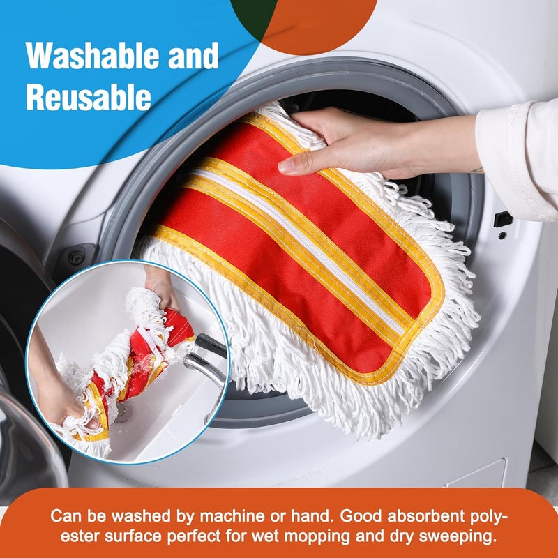 CLEANHOME 36" Microfiber Mop Pads 2 Pieces Just Fit Industrial Dust Mop: B08R3F1ZZM,Red - Image 4