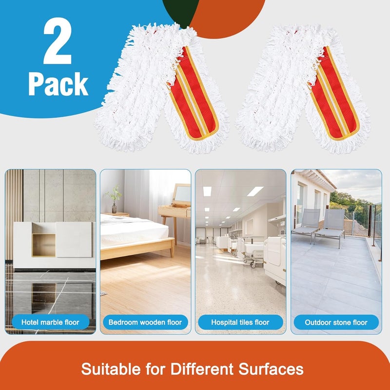CLEANHOME 36" Microfiber Mop Pads 2 Pieces Just Fit Industrial Dust Mop: B08R3F1ZZM,Red - Image 3