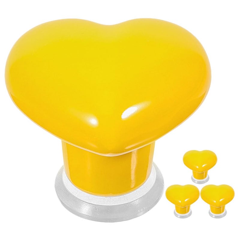 4pcs Heart Shaped Toilet Tank Button Covers Replacement Sticky Handle Yellow - Image 2