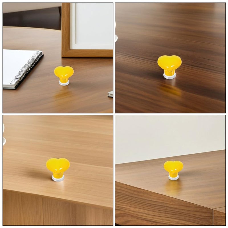 4pcs Heart Shaped Toilet Tank Button Covers Replacement Sticky Handle Yellow - Image 4