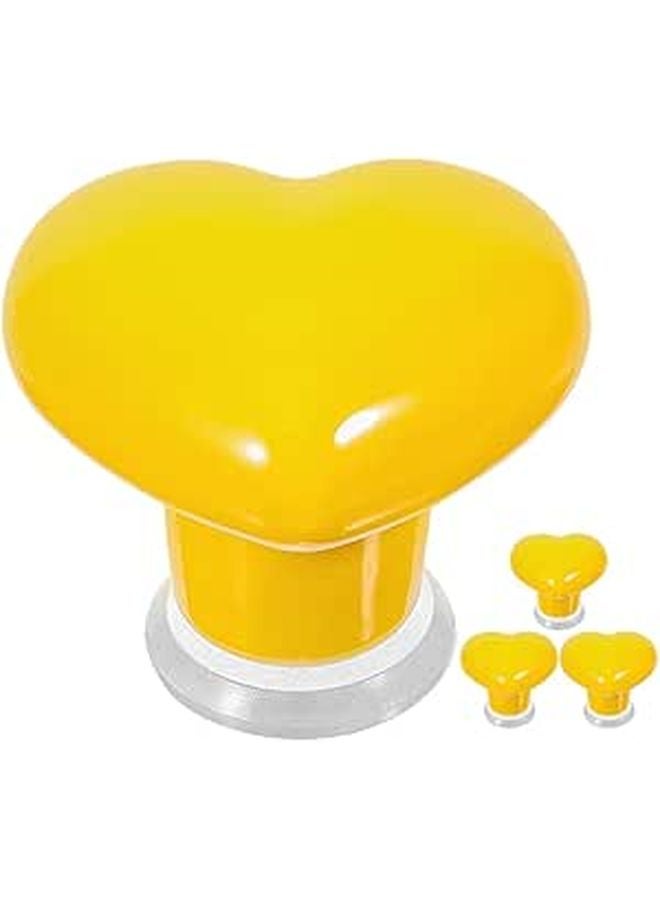 4pcs Heart Shaped Toilet Tank Button Covers Replacement Sticky Handle Yellow - Image 1