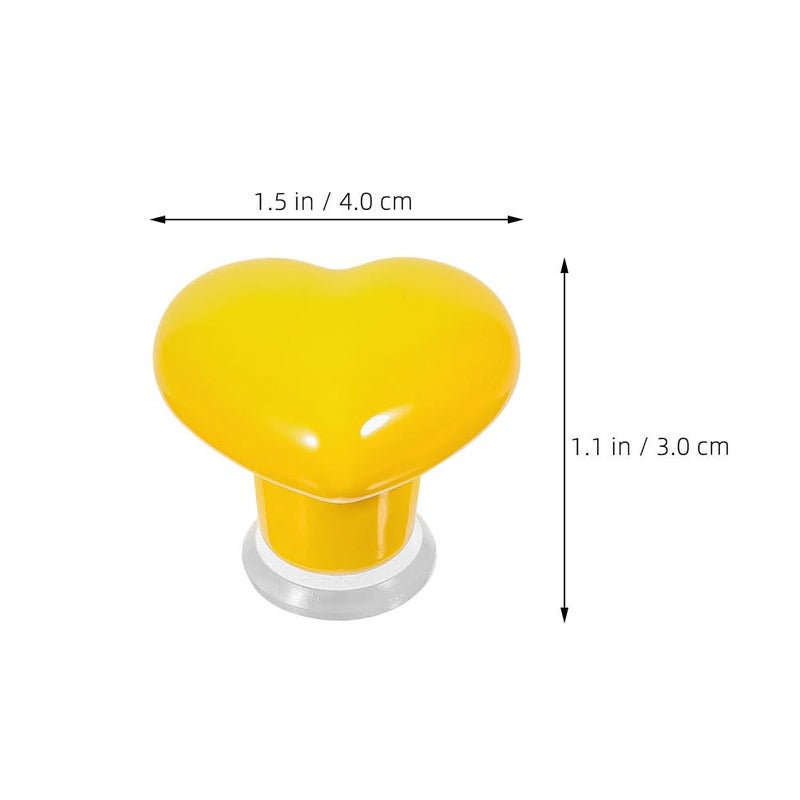 4pcs Heart Shaped Toilet Tank Button Covers Replacement Sticky Handle Yellow - Image 3