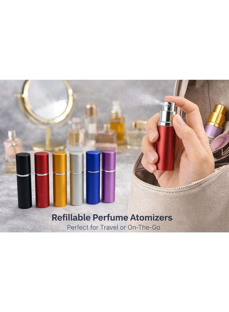 زجاجة رذاذ عطر قابلة لإعادة التعبئة، مصنوعة من الألومنيوم، بحجم مناسب للسفر، سعة 10 مل، مانعة للتسرب، عبوة جيبية للعطور والكولونيا ومستحضرات التجميل، تصميم محمول (أحمر) - Image 3