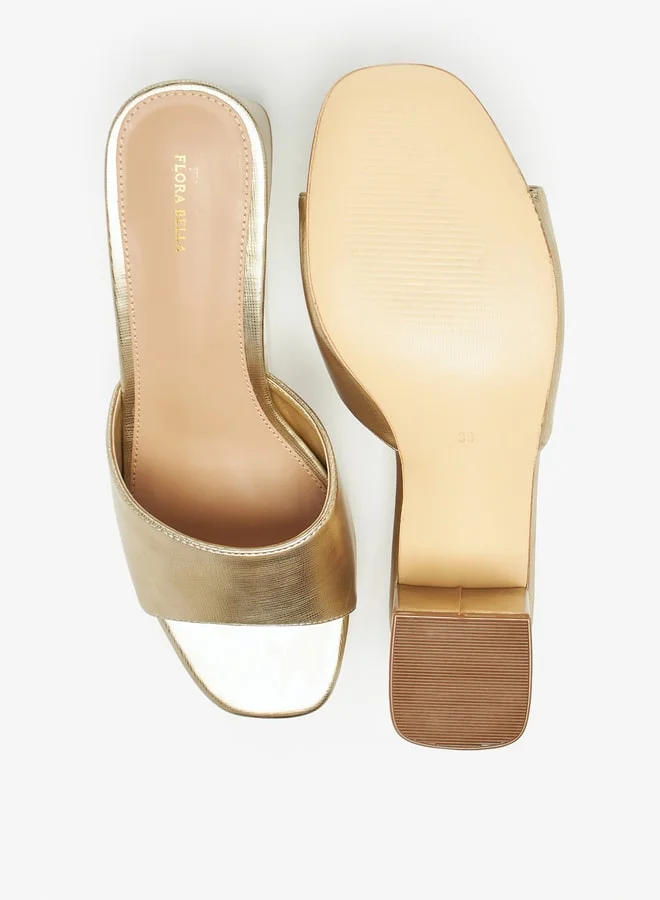 فلورا بيلا من شو إكسبرس Textured Slip-On Sandals with Block Heels