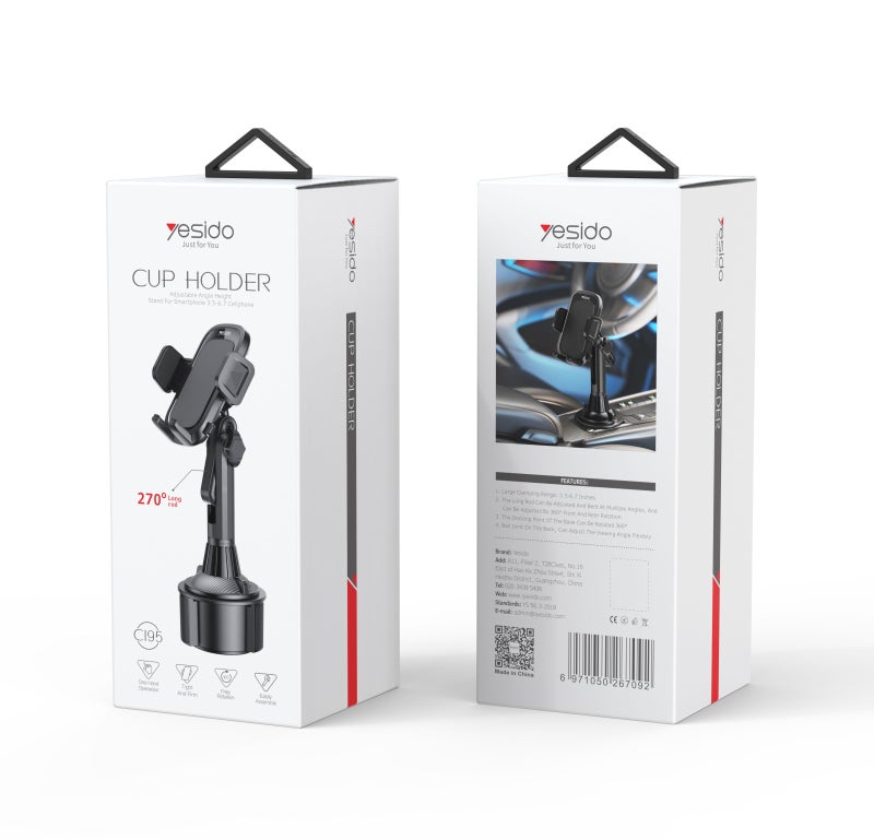 Yesido C195 Car Cup Holder Phone Mount – Adjustable 360° Rotation & Tight Grip Design - Image 5