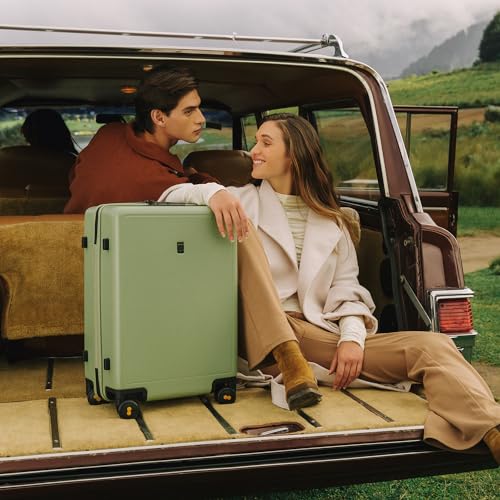 LEVEL8 حقيبة سفر معتمدة من شركات الطيران بعجلات دوارة، حقائب سفر خفيفة الوزن ذات قوام مضيء للنساء والرجال، حقيبة كابينة بقفل TSA، 20 بوصة، أخضر مخلل - Image 2