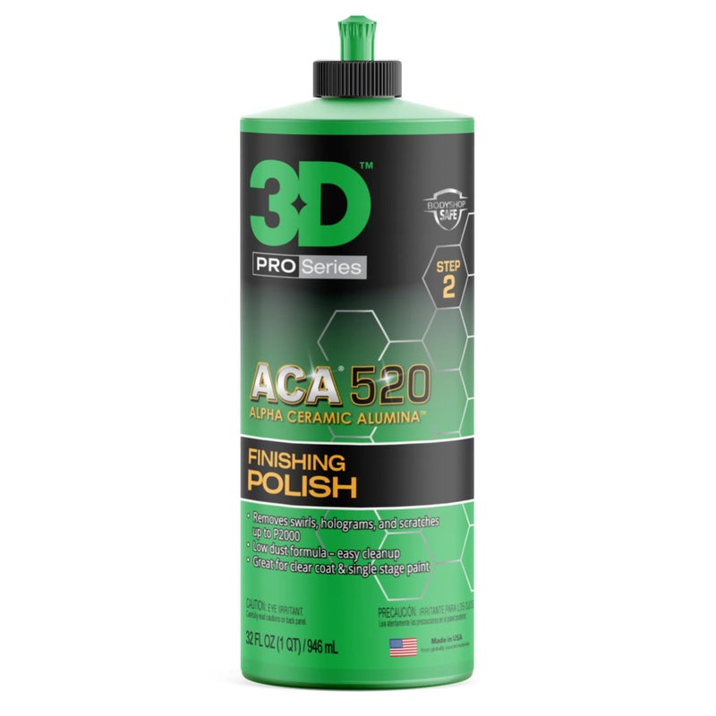3D ACA 520 Finishing Polish - 32oz - Step 2 Body Shop Finishing Polish - Easy Clean Up, Superior Finish, No Fillers - True Paint Correction - Alpha Ceramic Alumina - Image 1