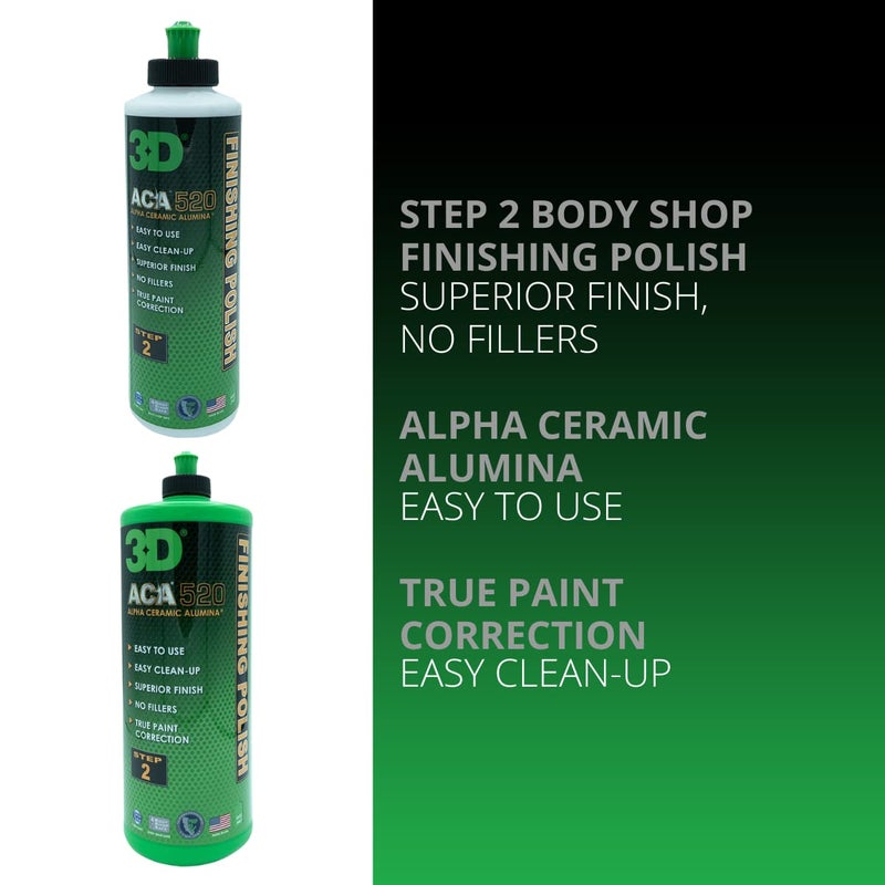 3D ACA 520 Finishing Polish - 32oz - Step 2 Body Shop Finishing Polish - Easy Clean Up, Superior Finish, No Fillers - True Paint Correction - Alpha Ceramic Alumina - Image 2