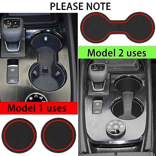 LOCOY Center Console Liner for Nissan Rogue Accessories 2021-2023 2024 2025, Cup Holder Mat, Door Pocket Pad, Coaster Trim, Non-Slip Dust Interior, Custom Rubber Decoration Insert (17 Pcs, Red Trims) - Image 4
