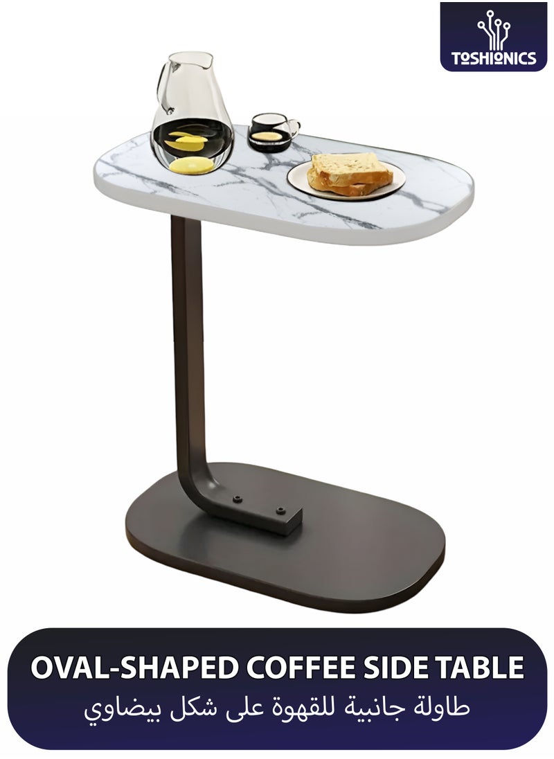 Toshionics Anti-Rust Waterproof Home Sofa Side Table End Narrow Coffee Table for Living Room Bedroom Balcony Office C Shaped Design for Small Space  - Image 1