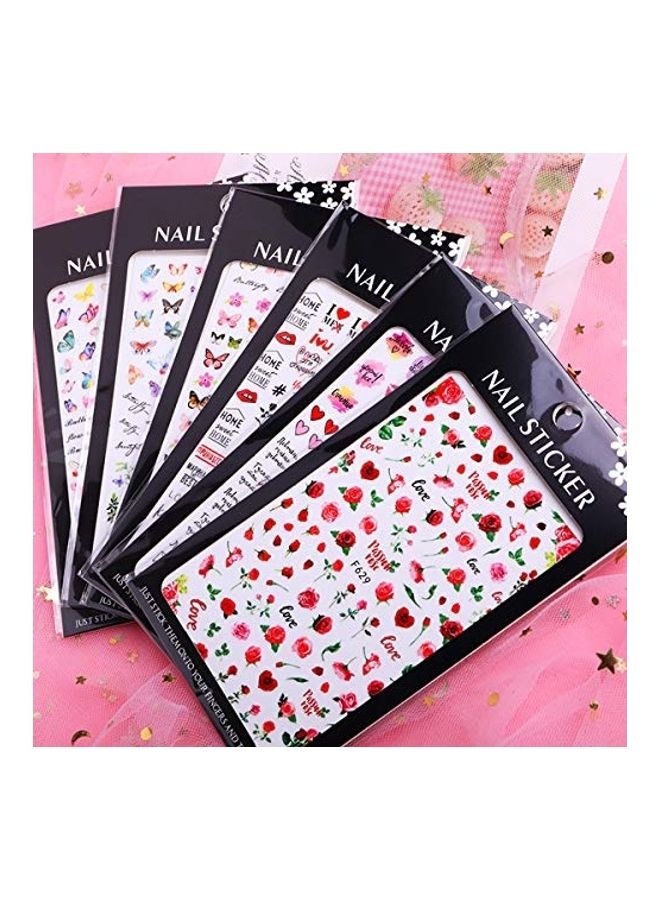 نيبمينينت مجموعة ملصقات لتزيين الأظافر على شكل أزهار وفراشات من 6 قطع ورقية متعدد الألوان - Image 4