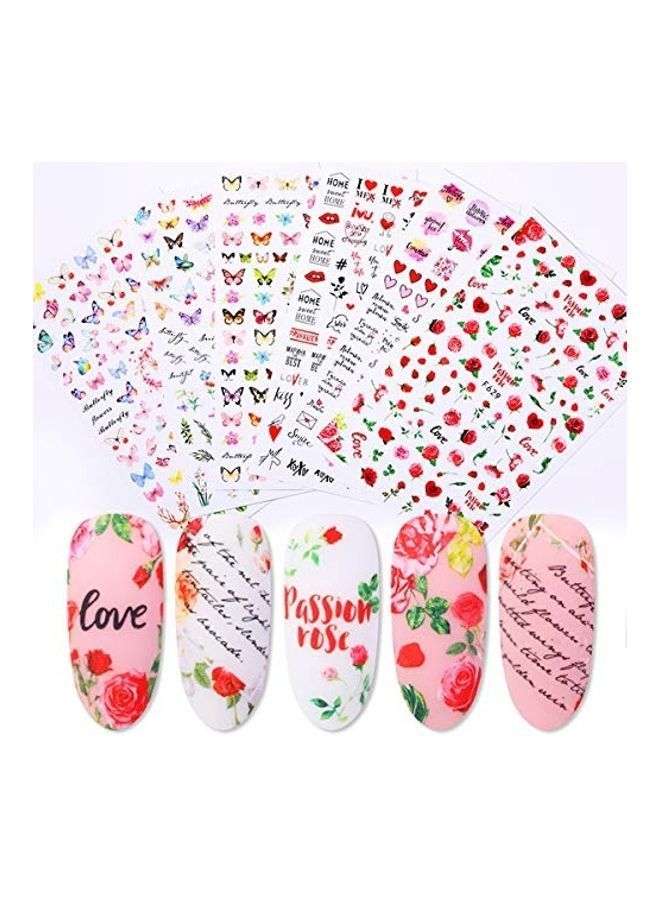 نيبمينينت مجموعة ملصقات لتزيين الأظافر على شكل أزهار وفراشات من 6 قطع ورقية متعدد الألوان - Image 1