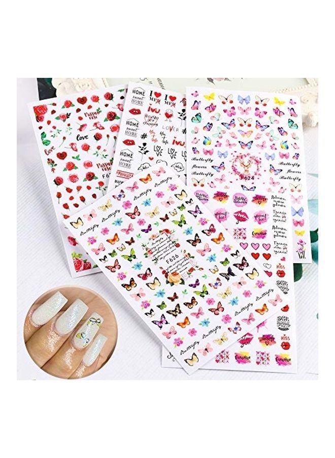 نيبمينينت مجموعة ملصقات لتزيين الأظافر على شكل أزهار وفراشات من 6 قطع ورقية متعدد الألوان - Image 2