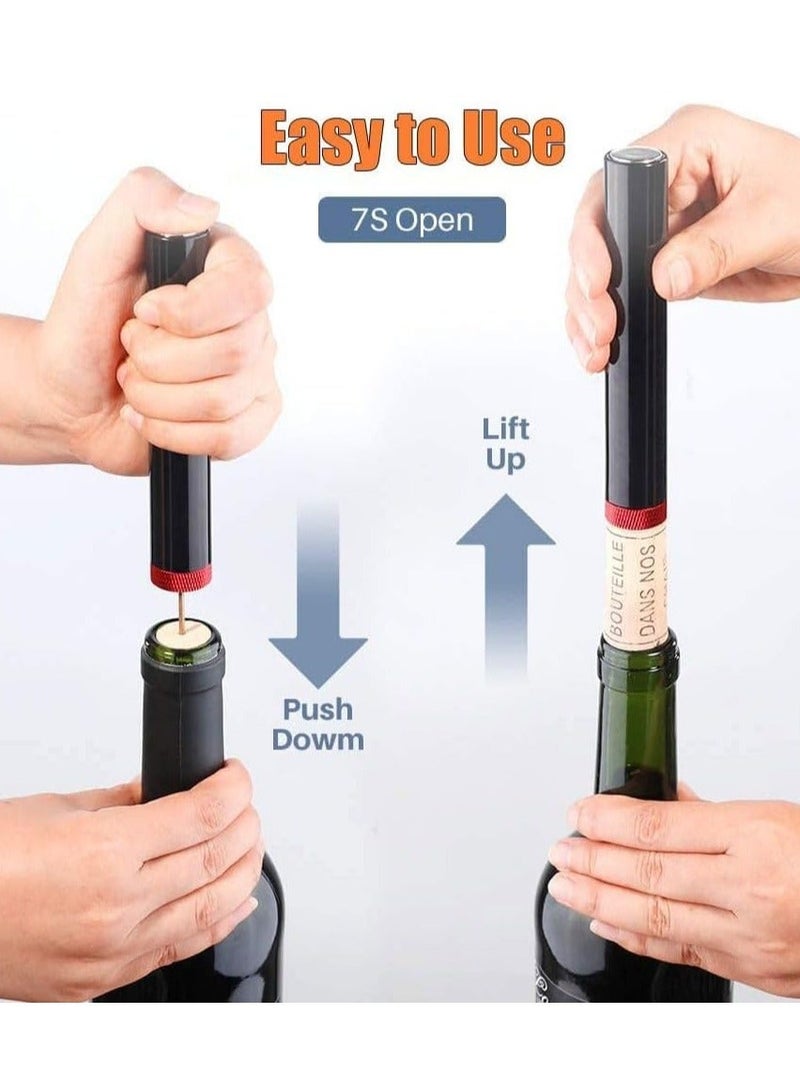 Wine Opener Air Pressure Pump Opener Set, Include Air Pressure Pump Bottle Opener With Foil Cutter, Aerator Pourer, Vacuum Stopper Efficient Corkscrew Bottle Opener, Great For Wine Lovers  - Image 3