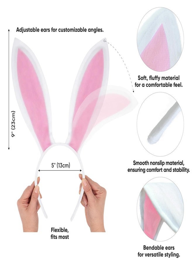 Funcredible Bunny Ears Headband - 2 Pack Bendable Rabbit Ears for Women, Men and Kids - Bunny Costume Accessories for Cosplay and Dress-Up - (White and Gray) - Image 2