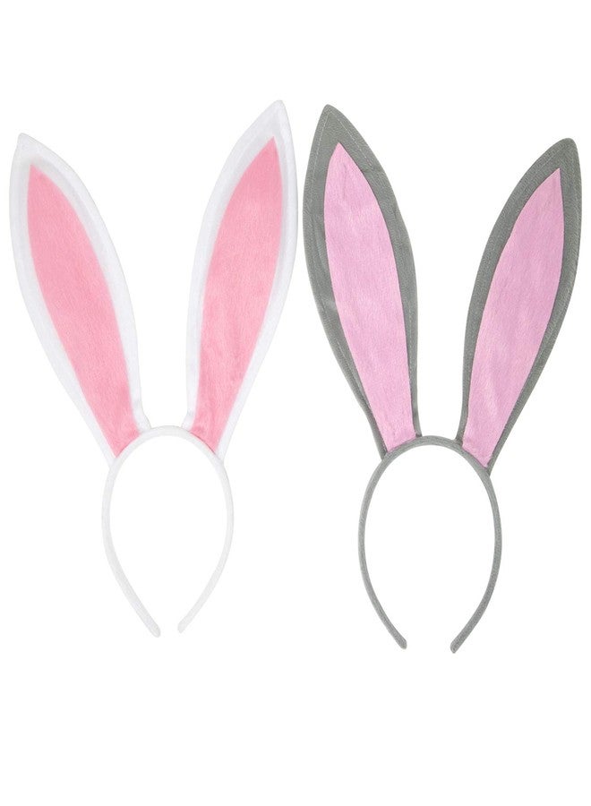 Funcredible Bunny Ears Headband - 2 Pack Bendable Rabbit Ears for Women, Men and Kids - Bunny Costume Accessories for Cosplay and Dress-Up - (White and Gray) - Image 1