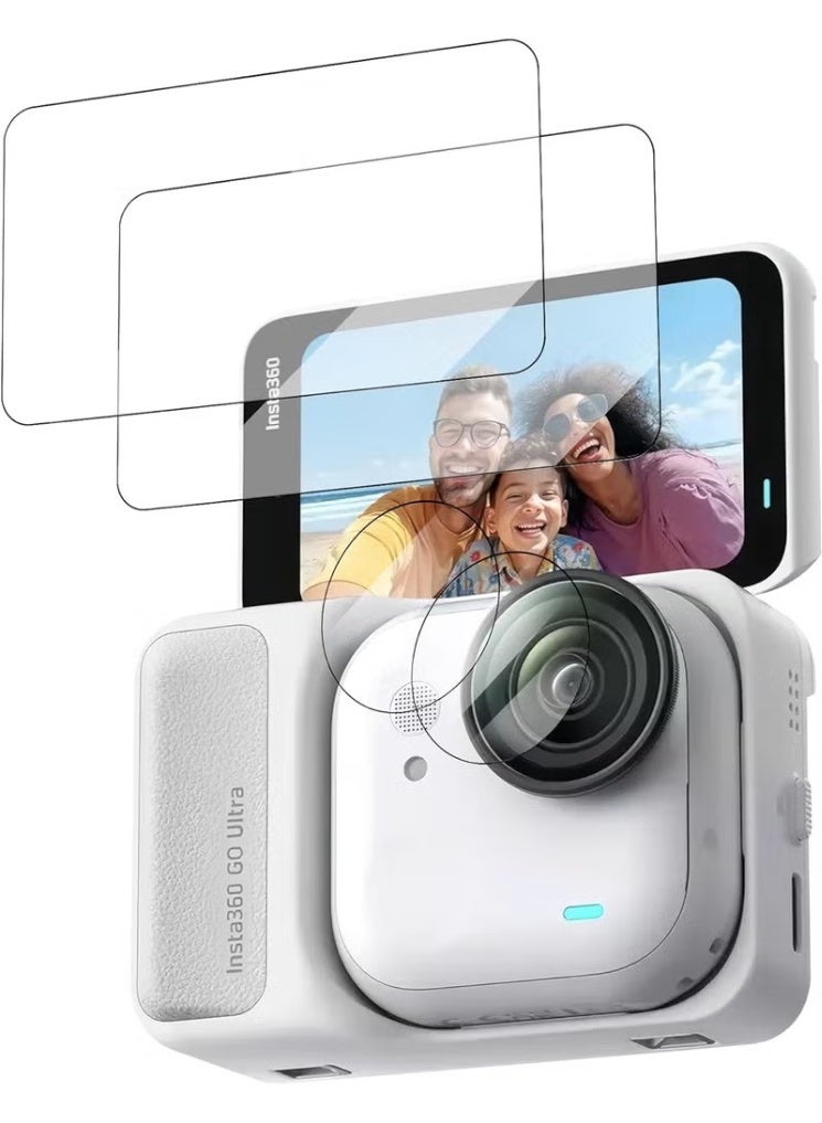 عبوة من قطعتين من واقيات الشاشة لكاميرا Insta360 Go Ultra، واقي شاشة من الزجاج المقوى لمجموعة ملحقات كاميرا الحركة Insta360 Go Ultra - Image 1