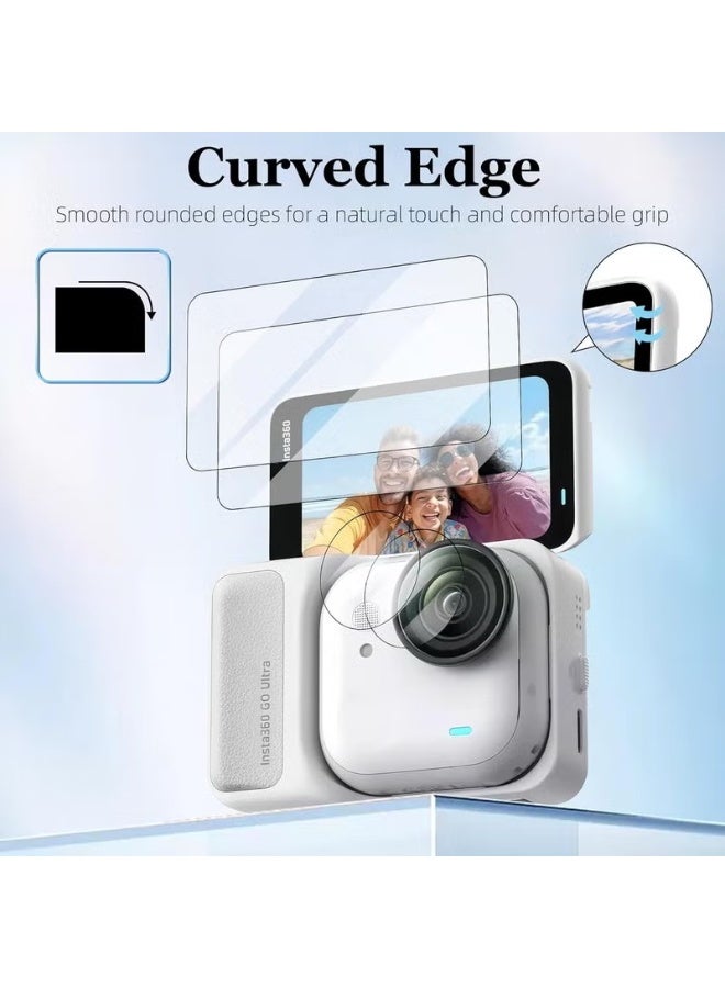 عبوة من قطعتين من واقيات الشاشة لكاميرا Insta360 Go Ultra، واقي شاشة من الزجاج المقوى لمجموعة ملحقات كاميرا الحركة Insta360 Go Ultra - Image 2