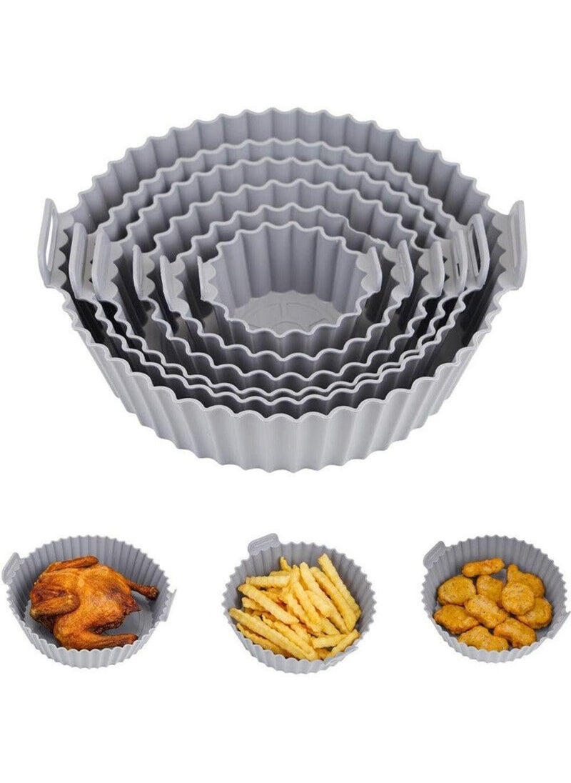 Gnanex Gnanex 6Pcs Silicone Air Fryer Basket and Tray with Handles NonStick HeatResistant Air Fryer BasketOven Accessories Round Baking Tray Multicolor  - Image 1