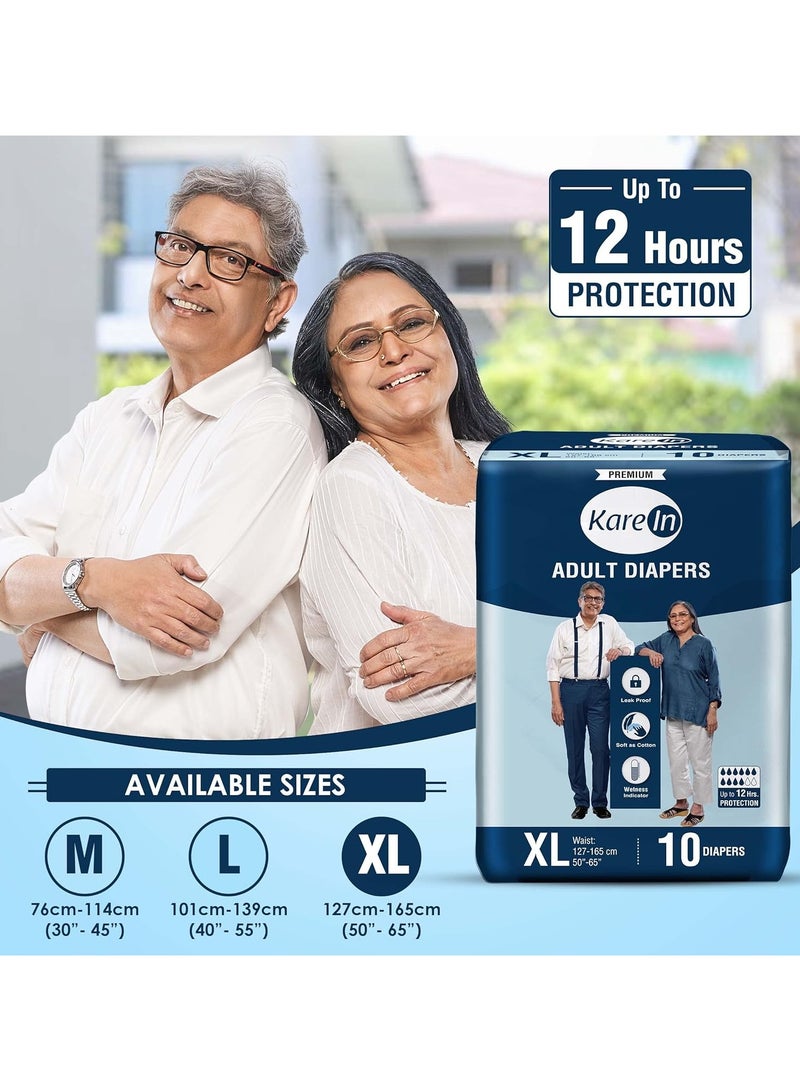 Kare In Kare In Adult Diaper Tape Style Extra Large Waist Size 127-165cm (50"-65") 10 Pieces | Leak Proof | Wetness Indicator | High Absorbency Upto 12 Hours Protection | Re-Fastenable Tapes | Unisex Diaper - Image 5
