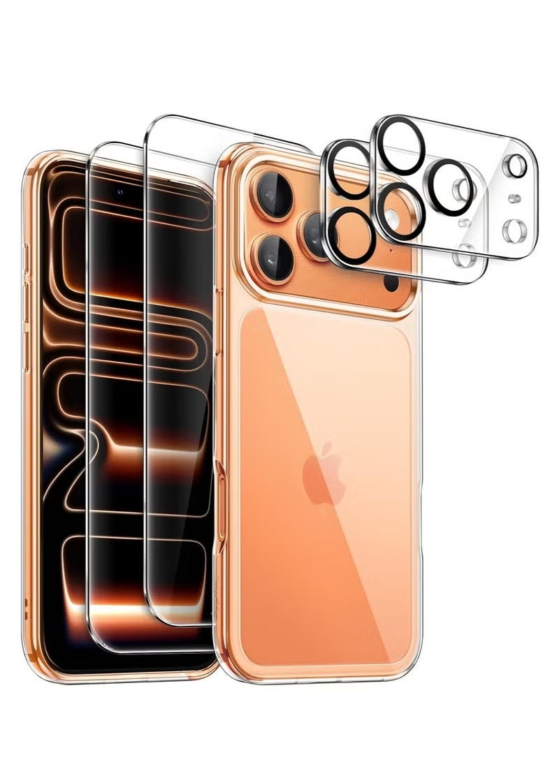 iPhone 17 Pro Max 5 in 1 Pack Ultra HD 9D Tempered Glass Screen & Camera Protectors Shockproof Non Yellowing Phone Case - Image 1