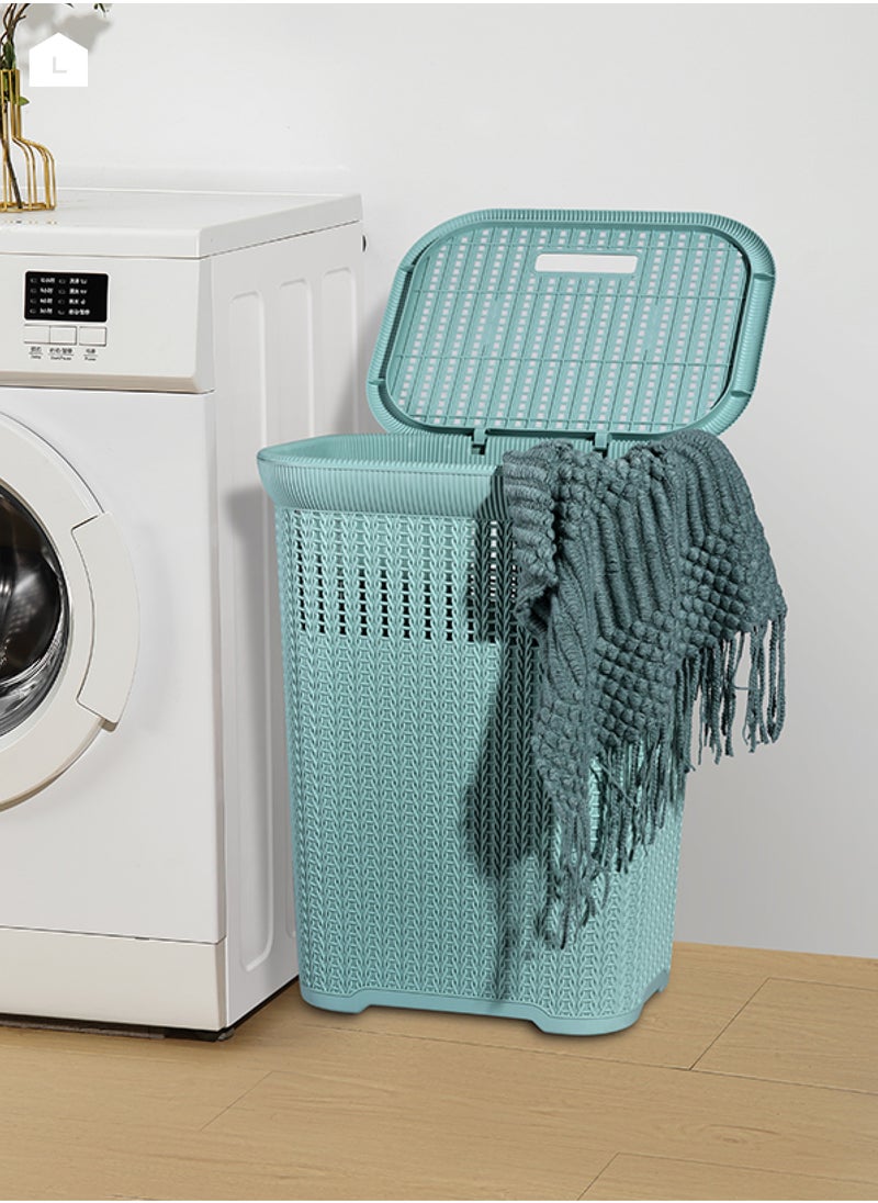 Laundry Storage Basket -Blue- Lightweight Portable Spacious Durable Ventilated Plastic Hamper with Lid and Handles -Perfect for Home Household Washing Clothes Storage Bathroom Organization Use - pzsku/Z05E80152FA65C7338911Z/45/_/1736929606/30d22a43-f41a-4dbc-ac0c-2ba7b25fae88