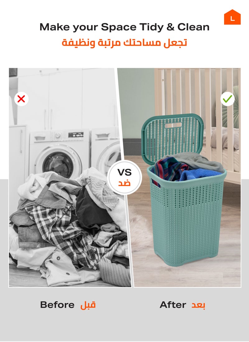 Laundry Storage Basket -Blue- Lightweight Portable Spacious Durable Ventilated Plastic Hamper with Lid and Handles -Perfect for Home Household Washing Clothes Storage Bathroom Organization Use - pzsku/Z05E80152FA65C7338911Z/45/_/1736929609/7e90bedf-f8e6-40d2-a9e8-4fb70c955d0e