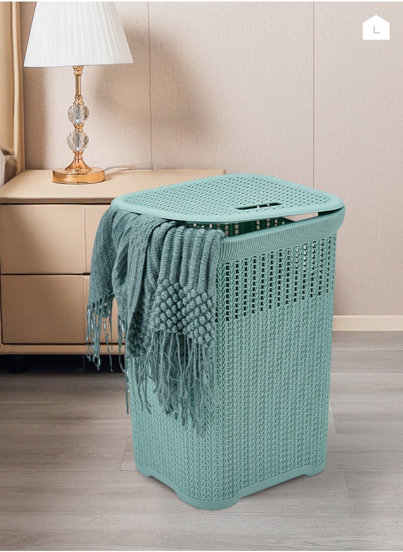 Laundry Storage Basket -Blue- Lightweight Portable Spacious Durable Ventilated Plastic Hamper with Lid and Handles -Perfect for Home Household Washing Clothes Storage Bathroom Organization Use - pzsku/Z05E80152FA65C7338911Z/45/_/1736929610/5ceba3fd-cf9f-4f59-9106-6fb344ffc319